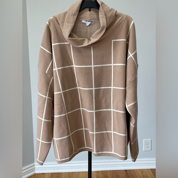 Baltic Born Tahoe Turtleneck windowpane sweater size 3X office cozy neutral work - Picture 5 of 16